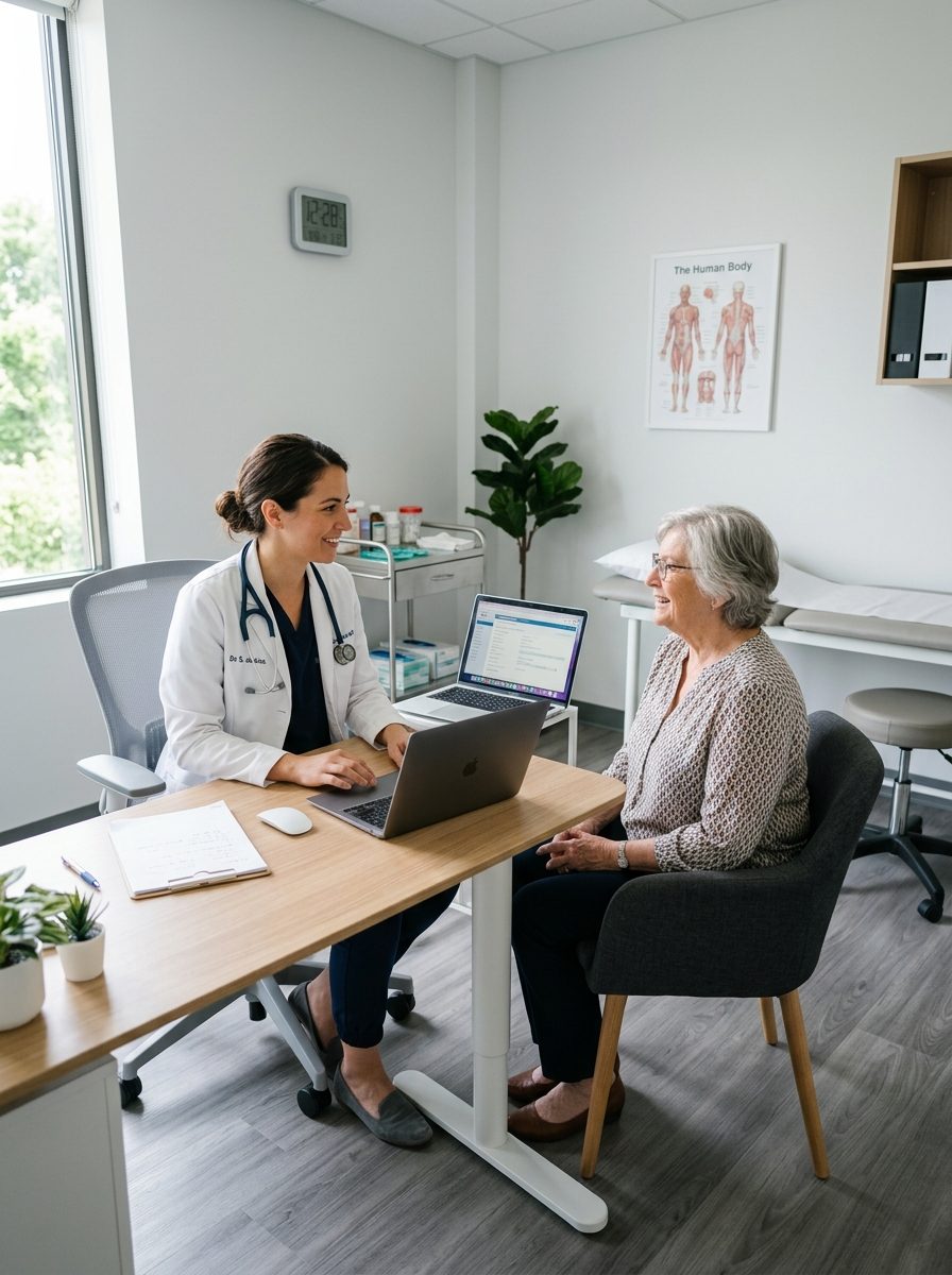 A warm, light-filled interior at Northstar Family Medicine—designed to feel calm and human, not clinical.