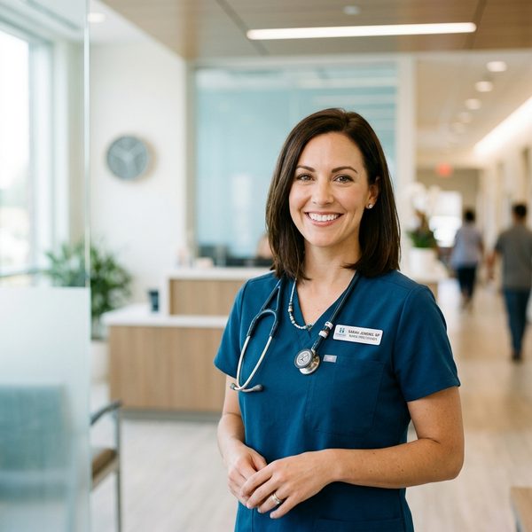 Portrait of Dr. Emily Nguyen, a fictional family medicine physician at Northstar Family Medicine.